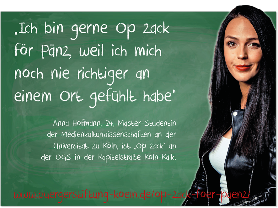 Anna Hofmann ist "Op zack för Pänz" in Köln-Kalk