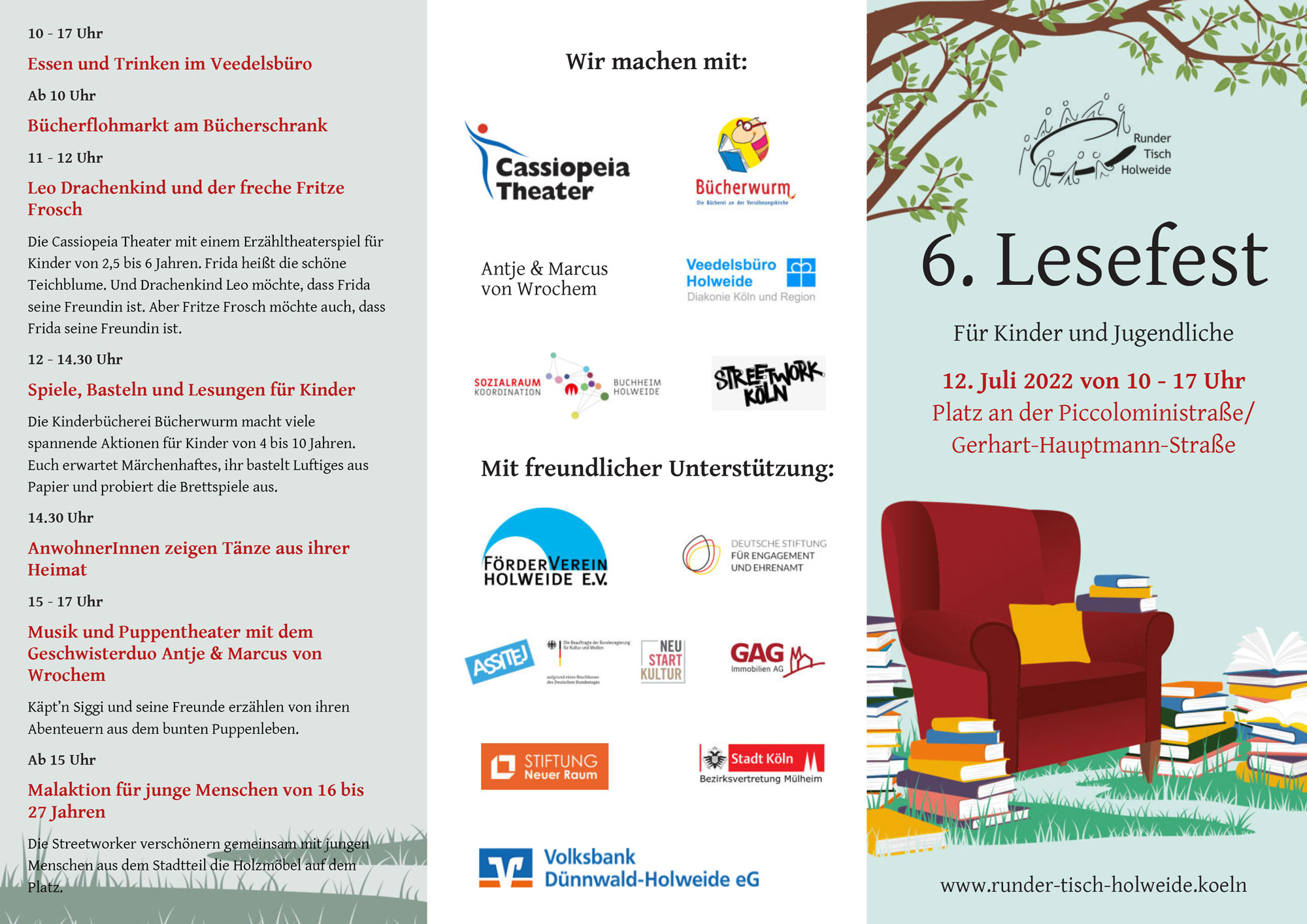 6. Holweider Lesefest – der Bücherschrank am Picco-Platz feiert seinen 1. Geburtstag, Flyer Seite 2