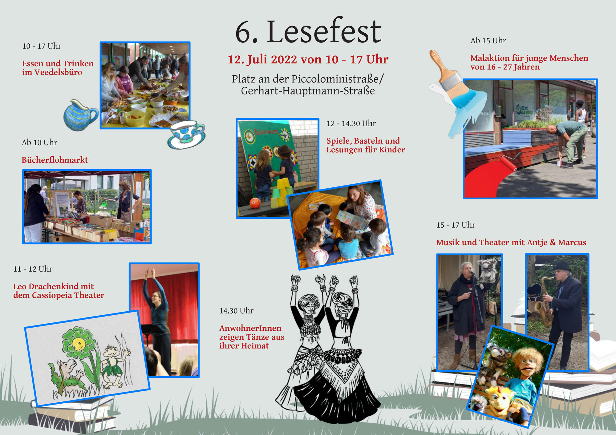 6. Holweider Lesefest – der Bücherschrank am Picco-Platz feiert seinen 1. Geburtstag, Flyer Seite 1